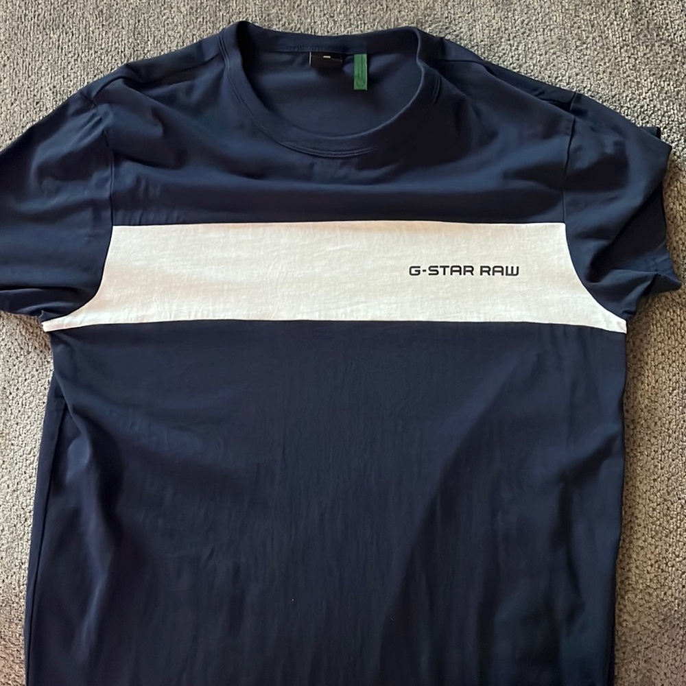 Navy and White Gstar Raw Shirt Size L